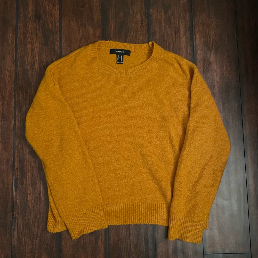 Fuzzy mustard sweater!